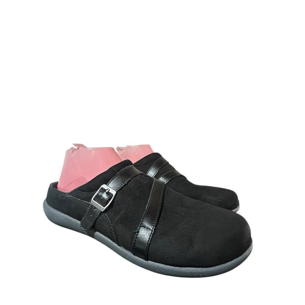 Spenco Ashton Black Suede Leather Buckle Slides Slides Sz 10 Women's Minimalist